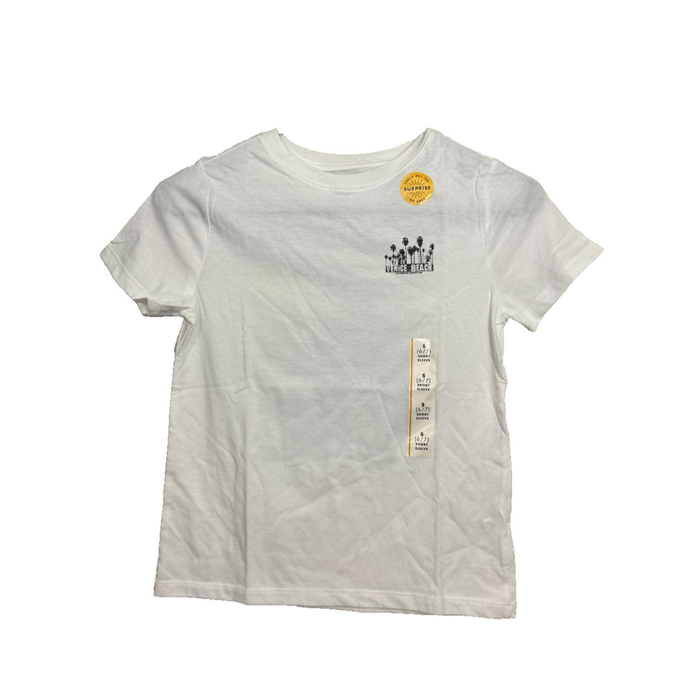 Cat & Jack Boys Venice Beach Graphic T Shirt White Size S 6/7 Short Sleeve